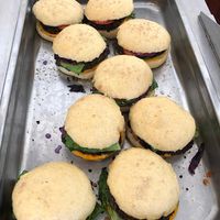 Vegan burger at Yummy's Vegan Takeout and Bakery in Stone Mountain