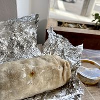 Tofu scramble, potato and bacon burrito   at Wholesome Bakery in San Francisco