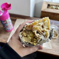 Inside the burrito. Pretty bland and the tofu was dry. The salsa that comes with it was the best part - the salsa was really good   at Wholesome Bakery in San Francisco