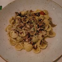 Housemade egg-free pasta with mushrooms and nuts at Antichi Sapori in Basel