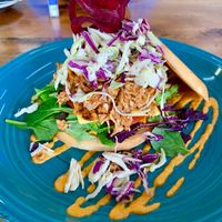 BBQ jackfruit burger at Wise Cicada Wholefood Cafe in Auckland