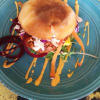 Jackfruit burger at Wise Cicada Wholefood Cafe in Auckland