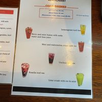 Drinks menu at Anbinik Restaurant in Jabiru