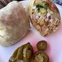 Burrito de jackfruit  at Madre Tierra Express in Los Angeles