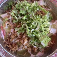 Enchiladas added jackfruit  at Madre Tierra Express in Los Angeles