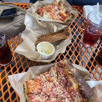 The vegan cheese Sicilian and the crisps with the garlic white bean dip!!    at Slab Sicilian Street Food in Portland