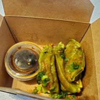 Veggie dumplings (6!) at Mainely Noods in Portland