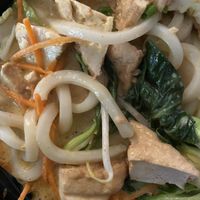 Vegan curry noodles with carrot, bok choy, cabbage, and udon noodles. at Mainely Noods in Portland