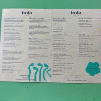 Menu at Kola in Koggala
