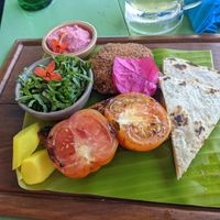 Hummus and patty with veggies at Kola in Koggala