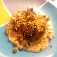 Mushrooms with a creamy sauce with a herb breadcrumb at Natural Cookery School in Nailsworth