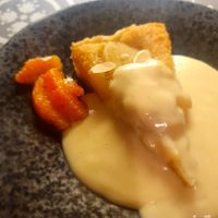 Tart with custard at Natural Cookery School in Nailsworth