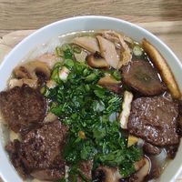 Pho soup detail at Loving Hut in Reykjavik