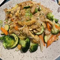 Fried noodles with chicken and veg  at Loving Hut in Reykjavik