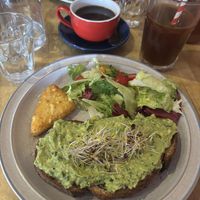 Avo on toast (with extra hash brown)  at Seven in Edinburgh