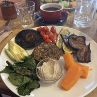 Vegan breakfast (with hummus!)  at Seven in Edinburgh