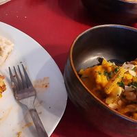 Alcachofas con romescu i maiz at Cervecería la Industria in Langreo