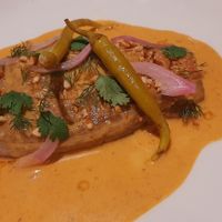 Berenjena con curry coco y cacahuete at Cervecería la Industria in Langreo