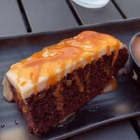 Finally a vegan dessert. Chocolate stout cake with chocolate gelato. Tasted great but way too small for $10. at Prairie Street Brewing Co in Rockford
