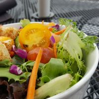 Side salad. They also have vegan ranch dressing. at Prairie Street Brewing Co in Rockford