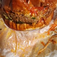 Pepperoni Pizza Pretzel Burger at Supreme Oasis Bakery and Deli in Philadelphia