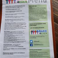 Menu (1of2) at Cafe 4 Eden in Penrith