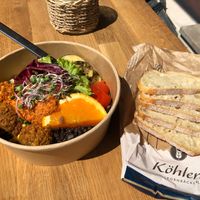 The vegan bowl with falafel, greens and lentils. at Köhlers - Arndtstr in Wurzburg