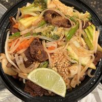Vegan pad Thai, with vegan mock duck   at Hug Thai Cuisine in Bellmore
