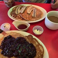huge pancakes  at Tom Kat Kafe in Gainesville