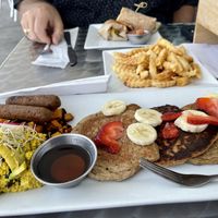 Southwest breakfast burritos, home fries, and The Lumberjack. Yummm! at PS Green Express in Fort Lauderdale