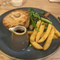 Vegan pie and chips   at The Three Horseshoes in Alton