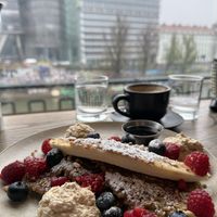 Protein pancakes and cappuccino   at KLYO in Vienna