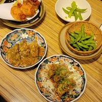 Array of gyoza and edamame #Veganuary at Kakekomi Gyoza in Tokyo