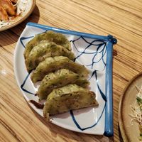 Spinach soy meat gyoza at Kakekomi Gyoza in Tokyo