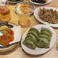 3 vegan options ( the ones closest to the camera )  at Kakekomi Gyoza in Tokyo