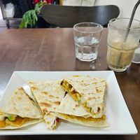 Quesadillas and cafe sua da at Abracado in Hanoi