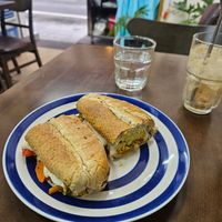 Falafel panini and cafe sua da at Abracado in Hanoi