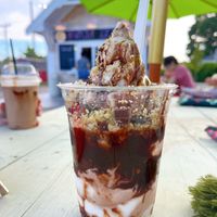 Coconut soft serve is the best! at Sweet Izzy in Harwich Port