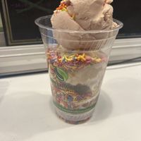 Strawberry, salted caramel, chocolate fudge brownie w/rainbow sprinkles (large)  at Sweet Izzy in Harwich Port