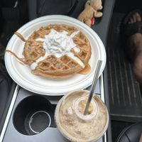 Waffles and whipped coffee!  at Sweet Izzy in Harwich Port