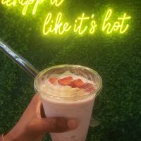 Vanilla coconut based shake w strawberries and bananas at Rewind in Chandler