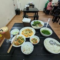 Fried bamboo and apple juice at Cumulus Vegetarian Restaurant in Hanoi