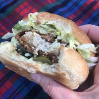 Crispy Chick’n burger - simple but so good! at Veg Out in Surrey