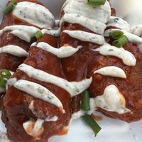 Buffalo chik’n wings w ranch sauce  at Veg Out in Surrey