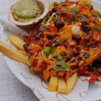 Loaded chili sin carne fries at Paal 17 in Texel