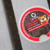 Sausage flavoured doggie ice cream! at Grounds Cafe Emberton in Olney