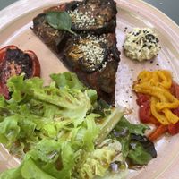 Eggplant and tomato tart  at Le Paradisier Café in Nyons