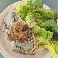 Voorgerechtje: terrine met kastanje en champignons at Le Paradisier Café in Nyons