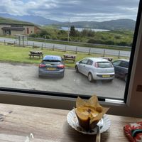 View from the cafe with a vegan muffin! It was very delicious   at Bog Myrtle Skye in Isle Of Skye