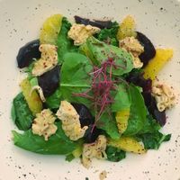 Beetroot salad with miso cheese  at Raw to Go Kitchen in Moscow